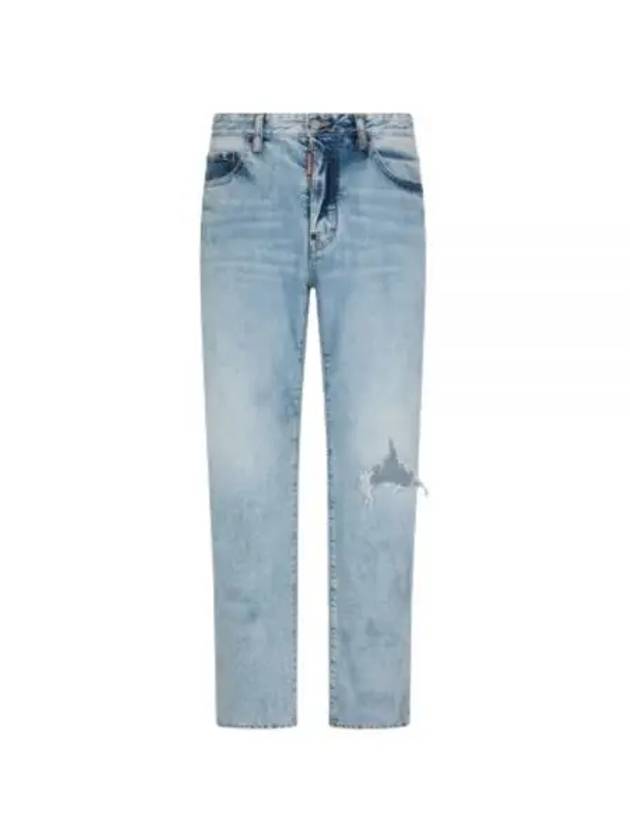 Distressed Straight Jeans Light Blue - DSQUARED2 - BALAAN 2