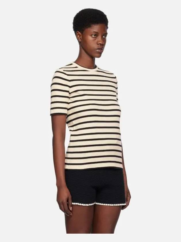 Striped Cotton Short Sleeve T-Shirt Black Beige - JIL SANDER - BALAAN 3