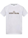 Logo Print Short Sleeve T-Shirt White - STONE ISLAND - BALAAN 1