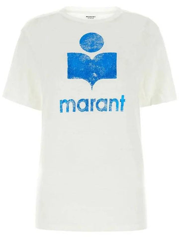 ZEWEL Logo Linen TShirt Blue White TS0001FA A1N10E BUWE - ISABEL MARANT - BALAAN 1