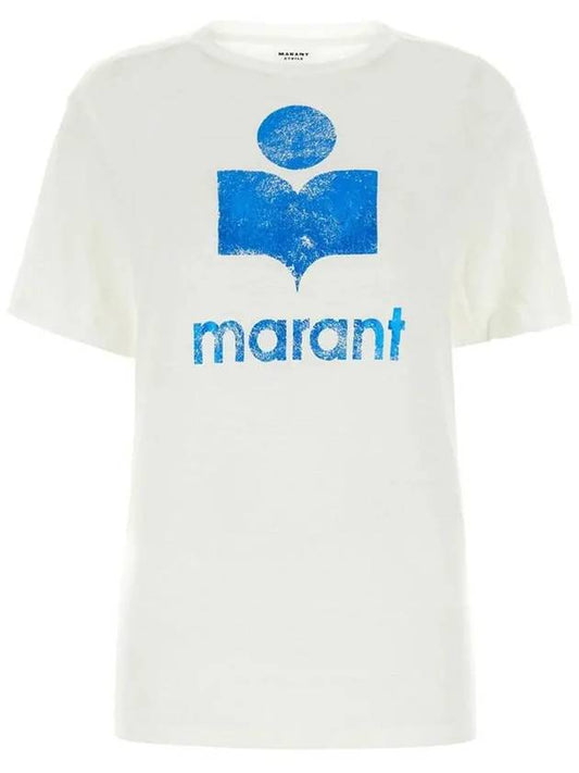 ZEWEL Logo Linen TShirt Blue White TS0001FA A1N10E BUWE - ISABEL MARANT - BALAAN 1