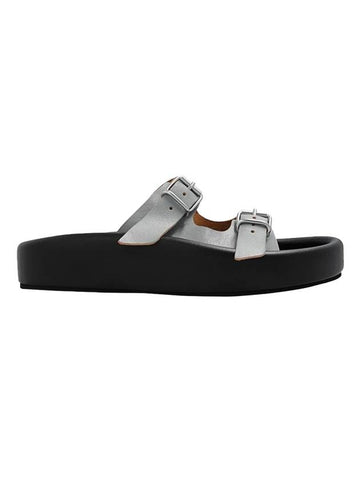 Side Buckle Fastening Platform Slippers Grey - MAISON MARGIELA - BALAAN.