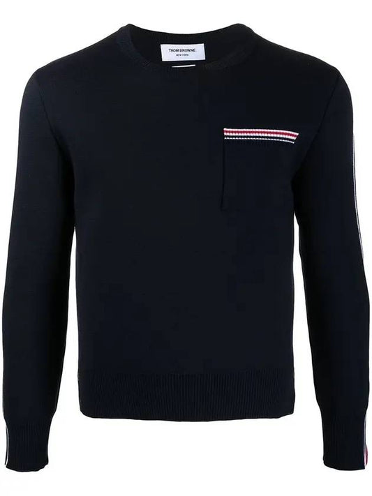 Men's Stripe Wool Knit Top Navy - THOM BROWNE - BALAAN 1