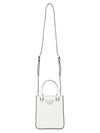 Triangle Logo Brushed Leather Small Tote Bag White - PRADA - BALAAN 8