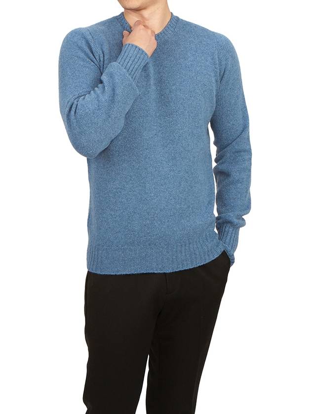 Crew Neck Lambswool Knit Top Blue - DRUMOHR - BALAAN 6