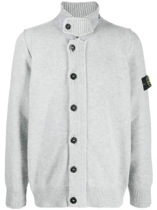 Lambswool Knit Cardigan Grey Melange - STONE ISLAND - BALAAN 2