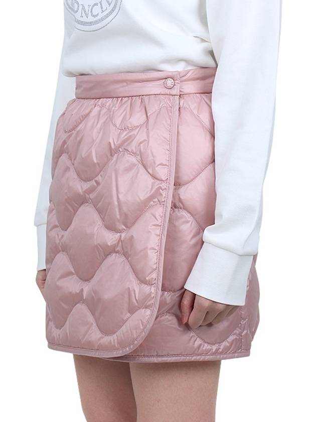 Women's Logo Patch Quilted A-Line Skirt Pink - MONCLER - 5