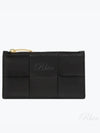 Cassette Intrecciato Zipper Leather Card Wallet Black - BOTTEGA VENETA - BALAAN 2