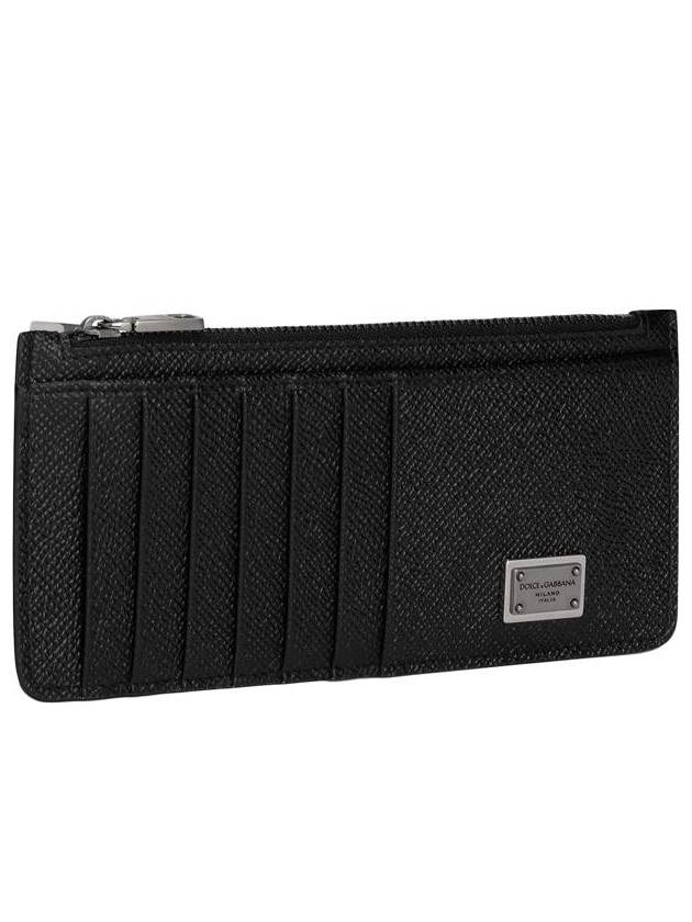 Logo Tag Calfskin Card Wallet Black - DOLCE&GABBANA - BALAAN 3