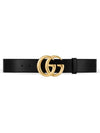 Double G Buckle Leather Belt Black - GUCCI - BALAAN 1