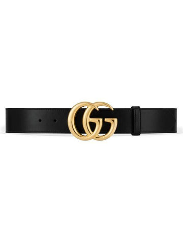 Double G Buckle Leather Belt Black - GUCCI - BALAAN 1