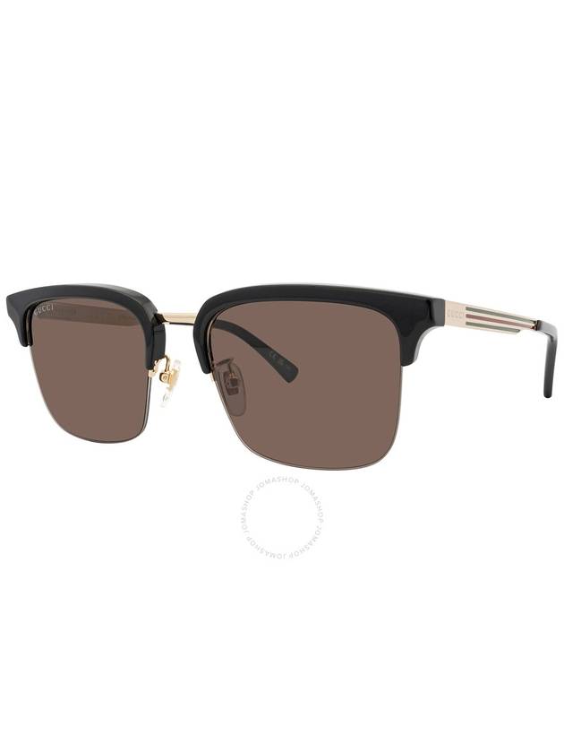 Eyewear Logo Web Rectangular Frame Sunglasses Gold Black - GUCCI - BALAAN 4