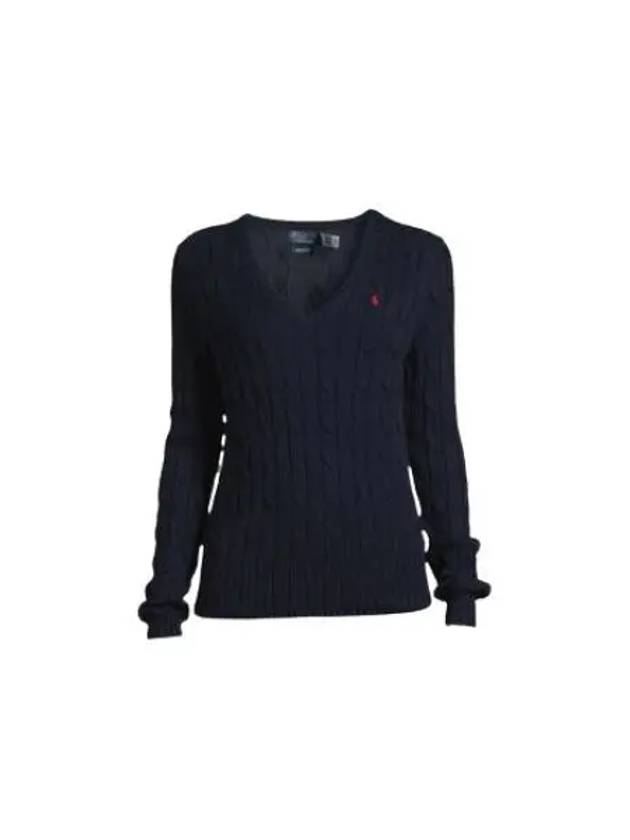 Women's Embroidered Logo Knit Top Navy - POLO RALPH LAUREN - BALAAN 2