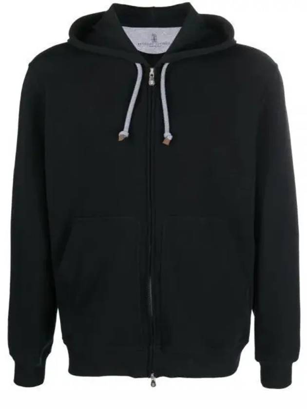 Tech Cotton Zip-Up Hoodie Black - BRUNELLO CUCINELLI - BALAAN 2