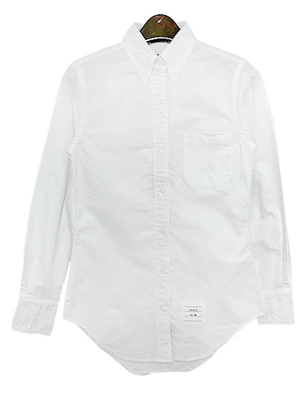 Button Down Cotton Oxford Long Sleeve Shirt White - THOM BROWNE - BALAAN 3