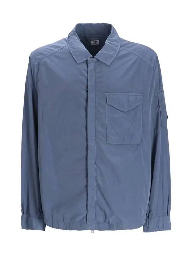 Chrome-R Lens Over Long Sleeve Shirt Blue - CP COMPANY - BALAAN 3