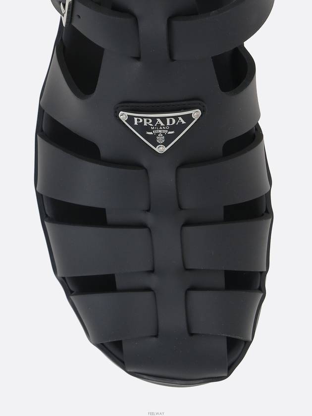 Triangle Logo Fisherman Rubber Sandals Black - PRADA - BALAAN 4