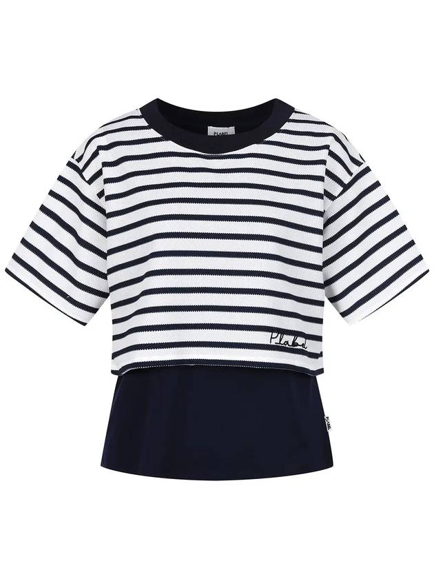 Striped Crop Layered T-Shirt MW4ME432 - P_LABEL - BALAAN 8