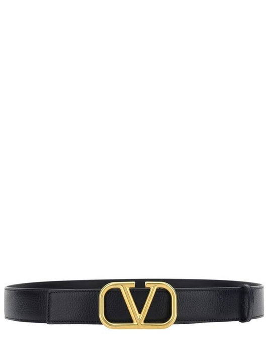 V Logo Leather Belt Black - VALENTINO - BALAAN 2