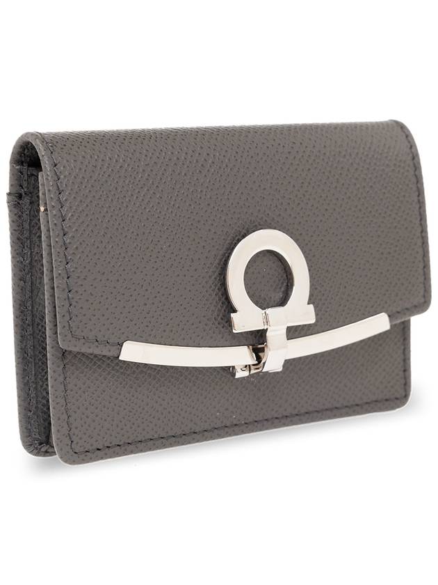 FERRAGAMO Leather Card Holder, Women's, Grey - SALVATORE FERRAGAMO - BALAAN 4