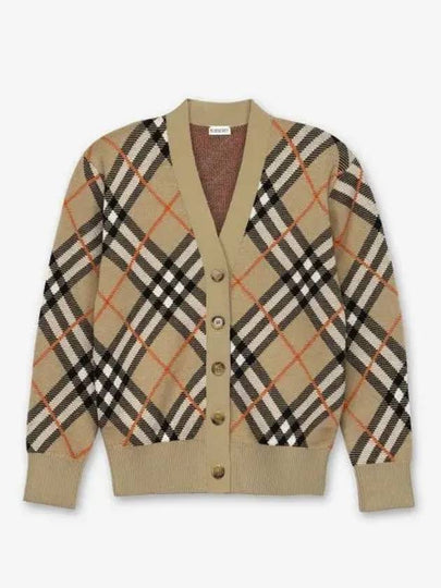 Check Wool Blend Cardigan Beige - BURBERRY - BALAAN 2