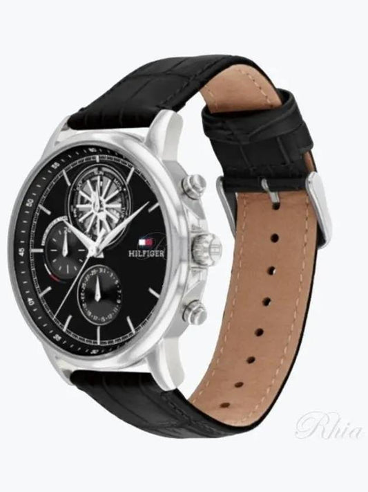 Men's Stewart Chronograph Leather Watch Black - TOMMY HILFIGER - BALAAN 2