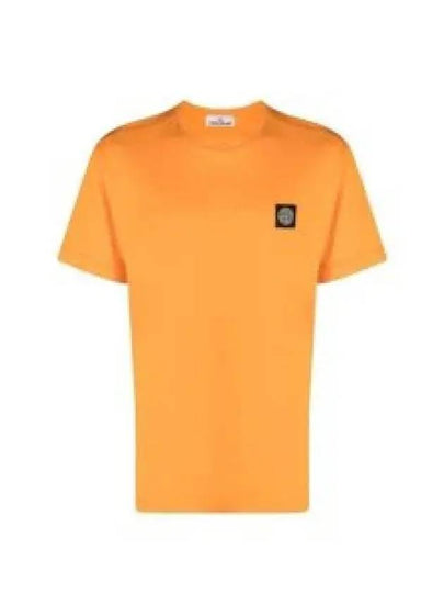 Logo Patch Cotton Short Sleeve T-Shirt Orange - STONE ISLAND - BALAAN 2