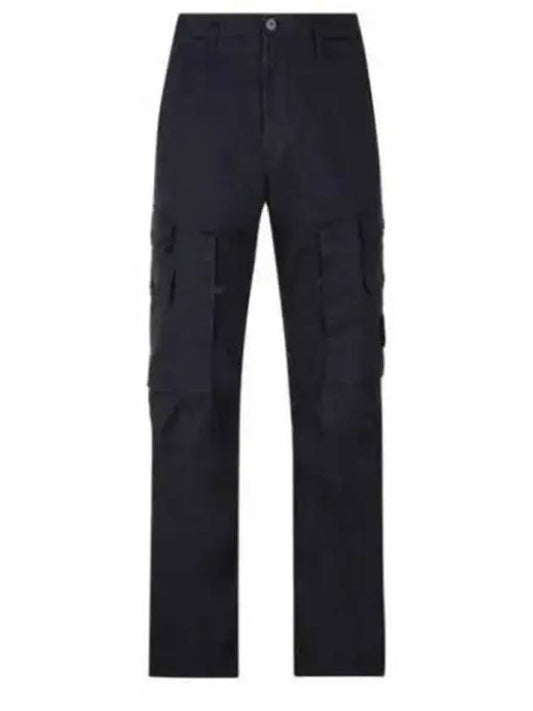 Stretch Cotton Gabardine Multi Pocket Cargo Straight Pants Navy - STONE ISLAND - BALAAN 2