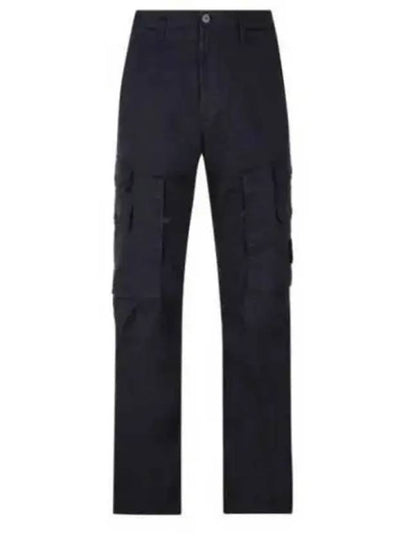 Stretch Cotton Gabardine Multi Pocket Cargo Straight Pants Navy - STONE ISLAND - BALAAN 2