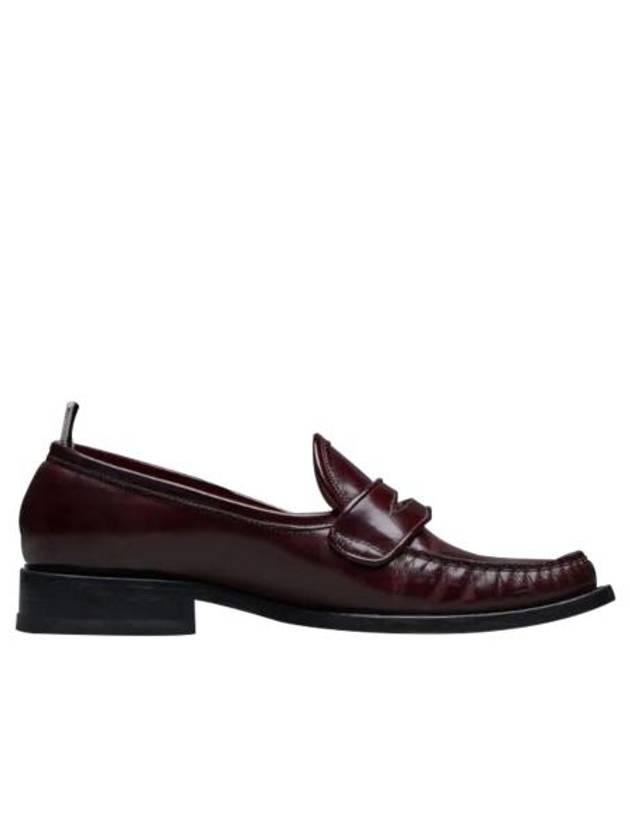 Pleated Leather Penny Loafers Burgundy - THOM BROWNE - BALAAN 3