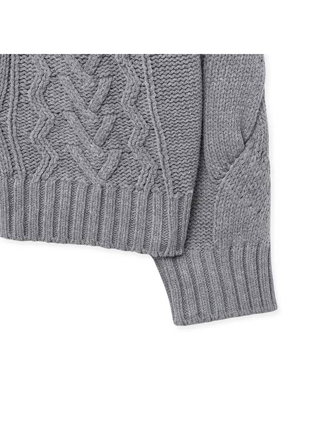 Heavy multi cable overfit sweater melange gray - NOIRER - BALAAN 5