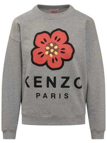 Flower logo printing brushed sweatshirt gray 2SW011 4ME 94 - KENZO - BALAAN 1