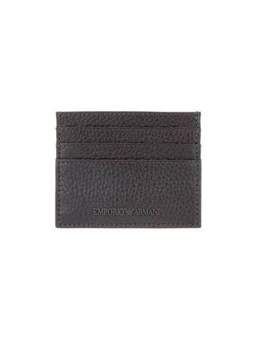 Men s Grained Leather Card Holder Charcoal Gray 271688 - EMPORIO ARMANI - BALAAN 1