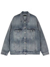 1 Men s Wave Logo Back Tape Overfit Denim Jacket - BALENCIAGA - BALAAN 1