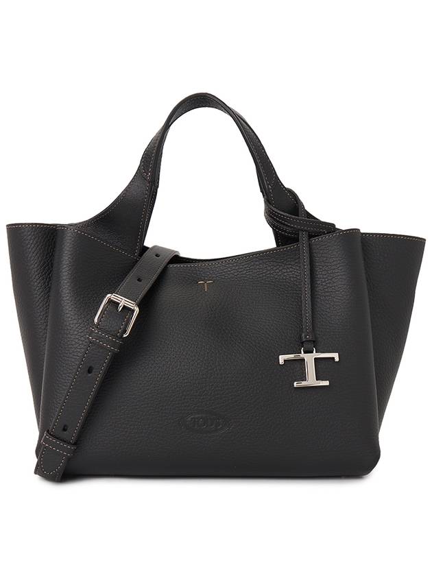 T Timeless Leather Small Tote Bag Black - TOD'S - BALAAN 2