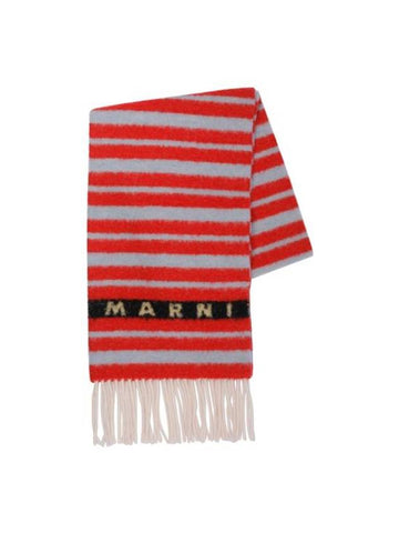 Striped Fringe Muffler Red - MARNI - BALAAN 1