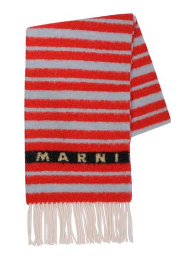 Striped Fringe Muffler Red - MARNI - BALAAN 1