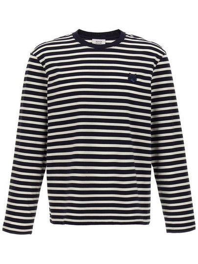 Fox Head Stripe Long Sleeve T-Shirt Navy - MAISON KITSUNE - BALAAN 2