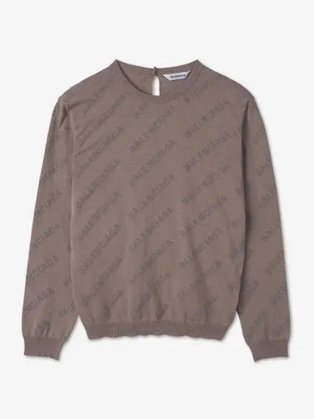 Allover Logo Pattern Knit Top Dark Beige - BALENCIAGA - BALAAN 2