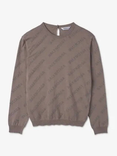 Allover Logo Pattern Knit Top Dark Beige - BALENCIAGA - BALAAN 2