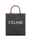 Small Vertical Triomphe Canvas and Calfskin Cabas Tote Bag Tan - CELINE - BALAAN 2