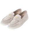 Triangle Logo Suede Leather Loafer Desert Beige - PRADA - BALAAN 3