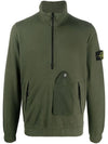 Men's Pocket Half Zip Up Sweatshirt Dark Green - STONE ISLAND - BALAAN 3