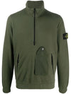 Men's Pocket Half Zip Up Sweatshirt Khaki - STONE ISLAND - BALAAN.