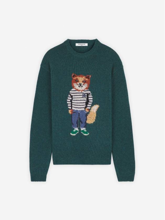 Dressed Fox Intarsia Knit Top Pine - MAISON KITSUNE - BALAAN 2