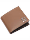 FF Square Leather Bi-Fold Half Wallet Beige - FENDI - BALAAN 6