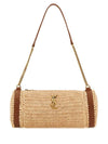 Cassandra Raffia Leather Shoulder Bag Beige - SAINT LAURENT - BALAAN 1