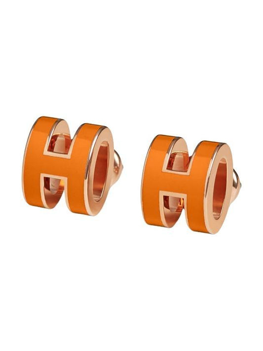 Women's Mini Pop H Earrings Rose Gold - HERMES - BALAAN 1