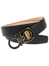 Gancini Metal Logo Leather Belt Black - SALVATORE FERRAGAMO - BALAAN 3