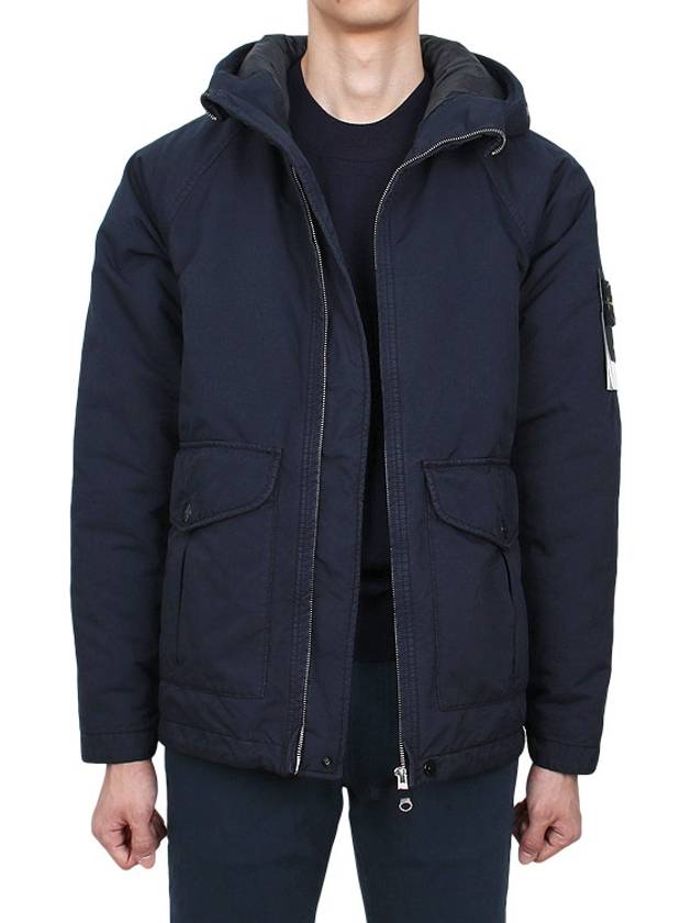 Logo David TC Down Hooded Jacket Navy - STONE ISLAND - BALAAN 4